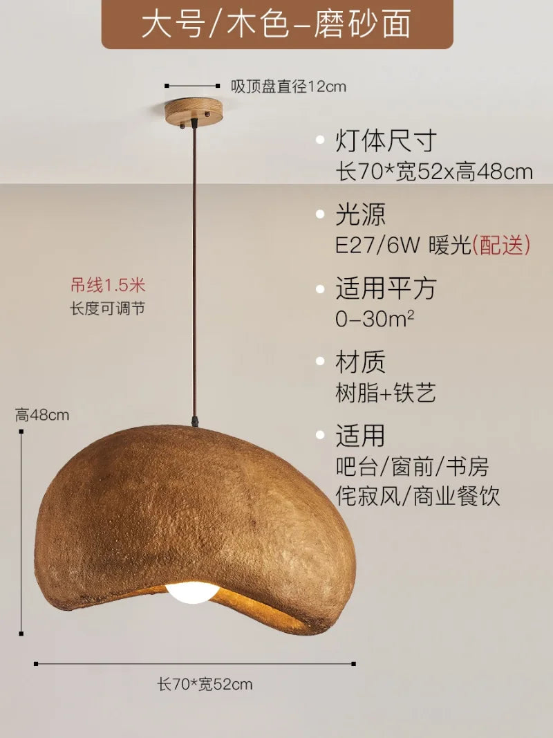 Wabi-Sabi Led Pendant Lights Japanese Bread Resin Hanging Lamp Dining Room Home Decor Coffee Loft Creative Luminaire Suspendu