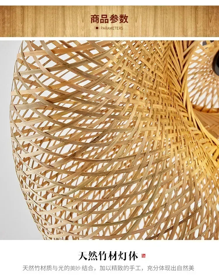 Håndvævet Bambus Loftlampe – 40/60/80 cm