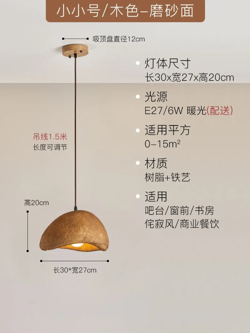 Wabi-Sabi Led Pendant Lights Japanese Bread Resin Hanging Lamp Dining Room Home Decor Coffee Loft Creative Luminaire Suspendu