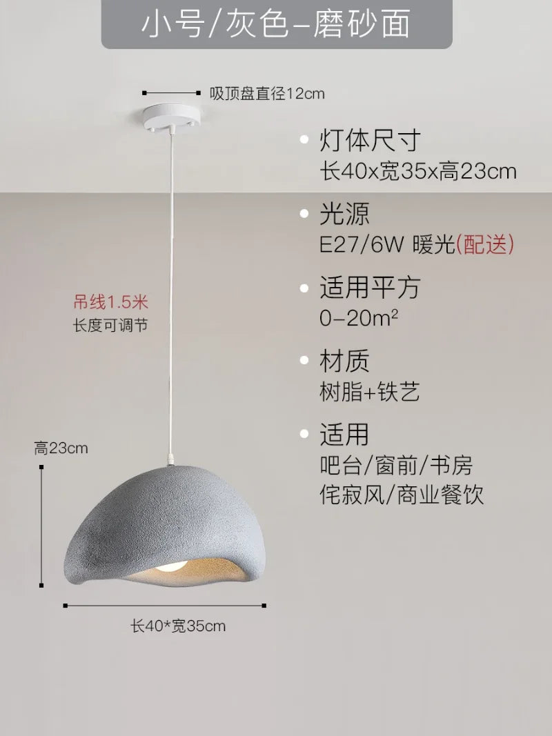 Wabi-Sabi Led Pendant Lights Japanese Bread Resin Hanging Lamp Dining Room Home Decor Coffee Loft Creative Luminaire Suspendu