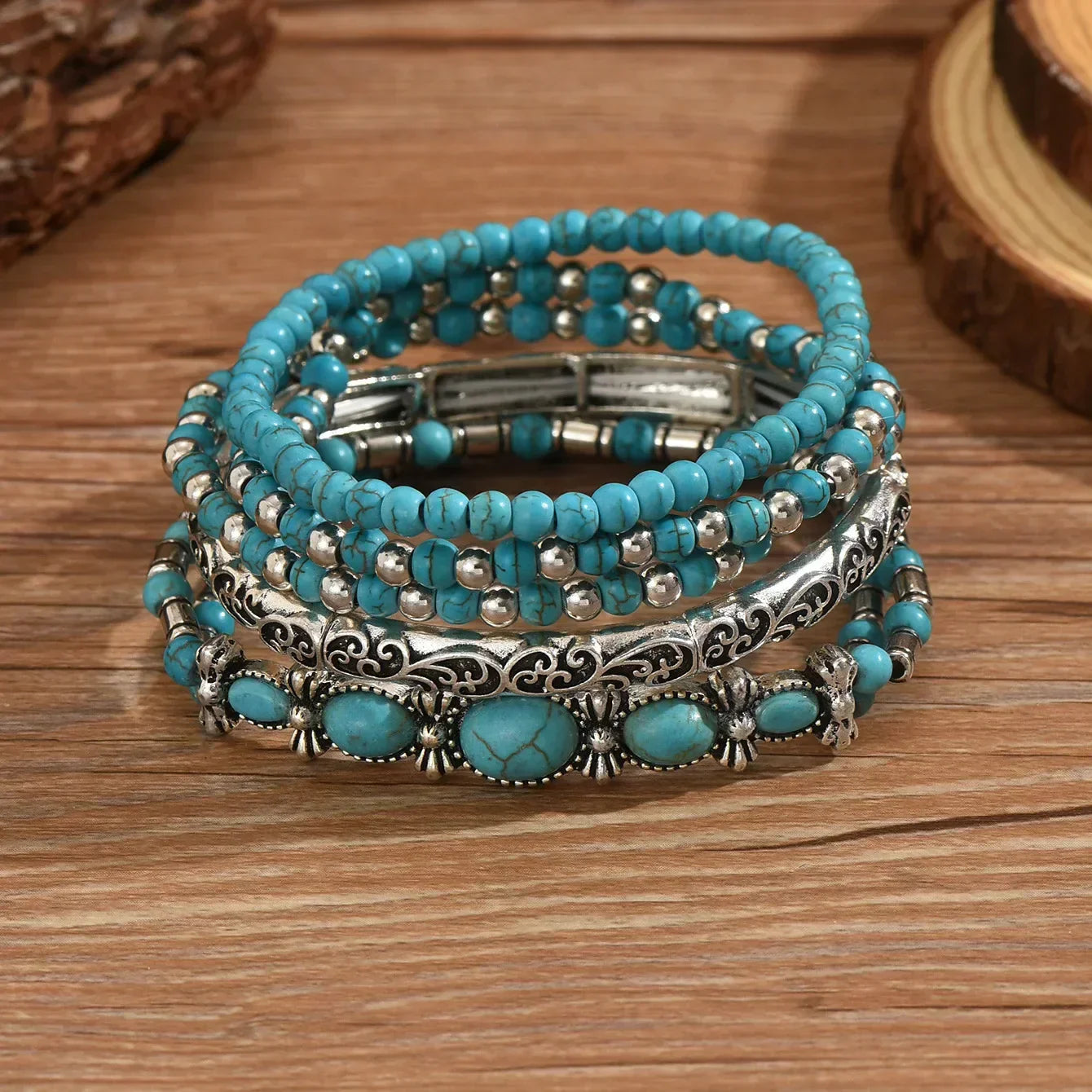 Fynmade™ – Elegantes Türkis-Armband mit mehreren Reihen