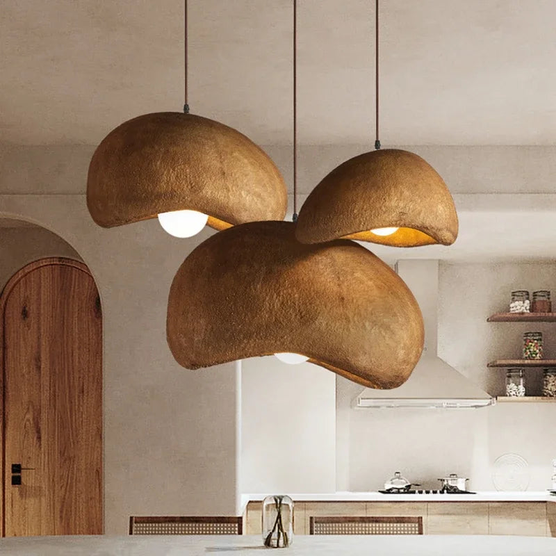 Wabi-Sabi Led Pendant Lights Japanese Bread Resin Hanging Lamp Dining Room Home Decor Coffee Loft Creative Luminaire Suspendu