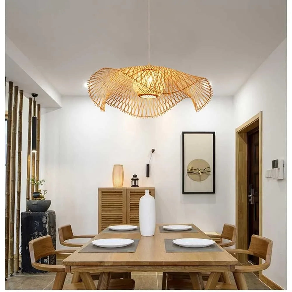 Håndlavet Bambus Loftlampe – 55 cm