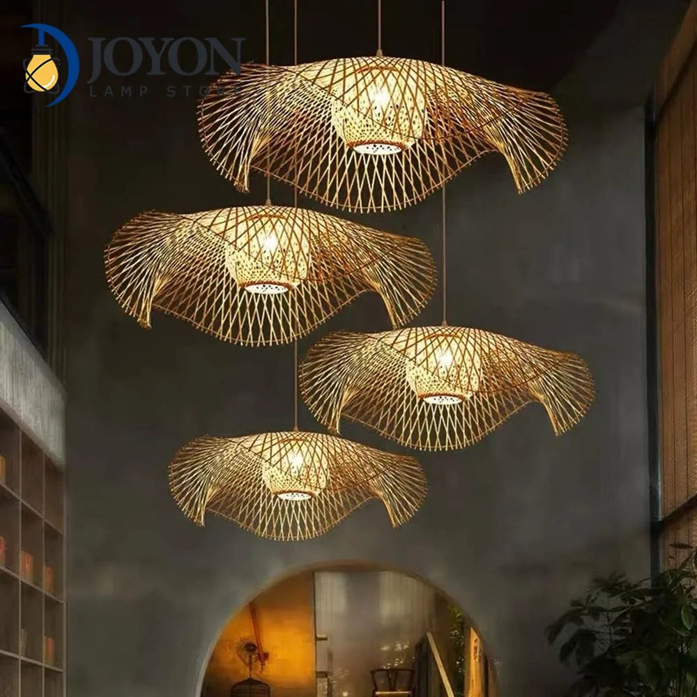 Håndlavet Bambus Loftlampe – 55 cm