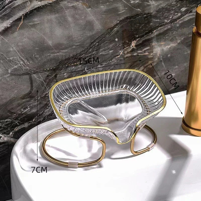 Gouden Randen Toilet Zeep Afvoer Box Badkamer Hoek Opbergvak met Afvoergat Huishoudelijke Plank voor Zeep Spons Organizer