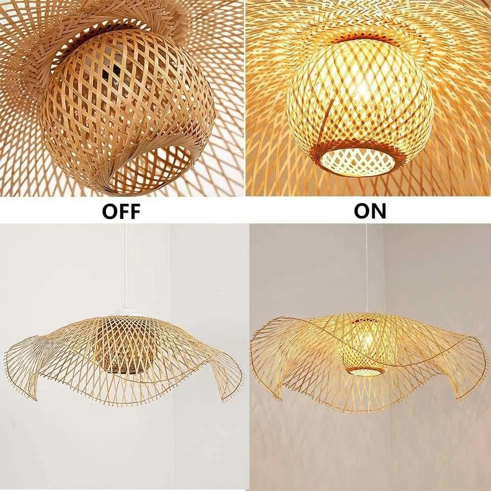 Håndlavet Bambus Loftlampe – 55 cm