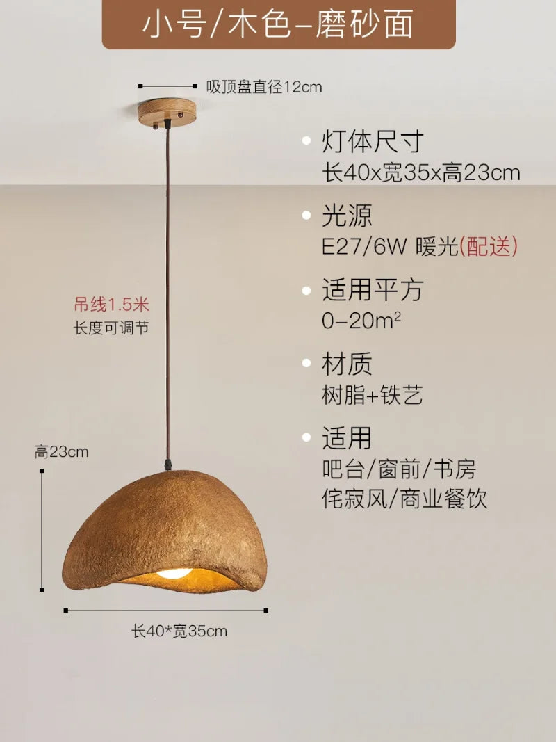 Wabi-Sabi Led Pendant Lights Japanese Bread Resin Hanging Lamp Dining Room Home Decor Coffee Loft Creative Luminaire Suspendu