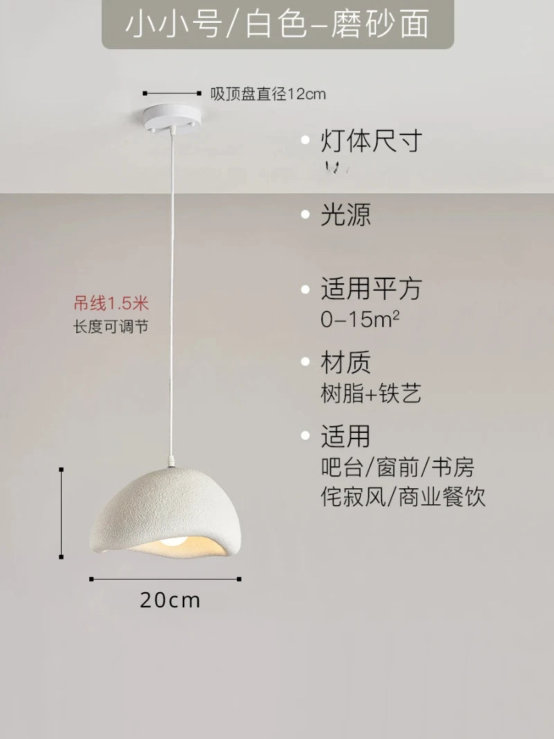 Wabi-Sabi Led Pendant Lights Japanese Bread Resin Hanging Lamp Dining Room Home Decor Coffee Loft Creative Luminaire Suspendu
