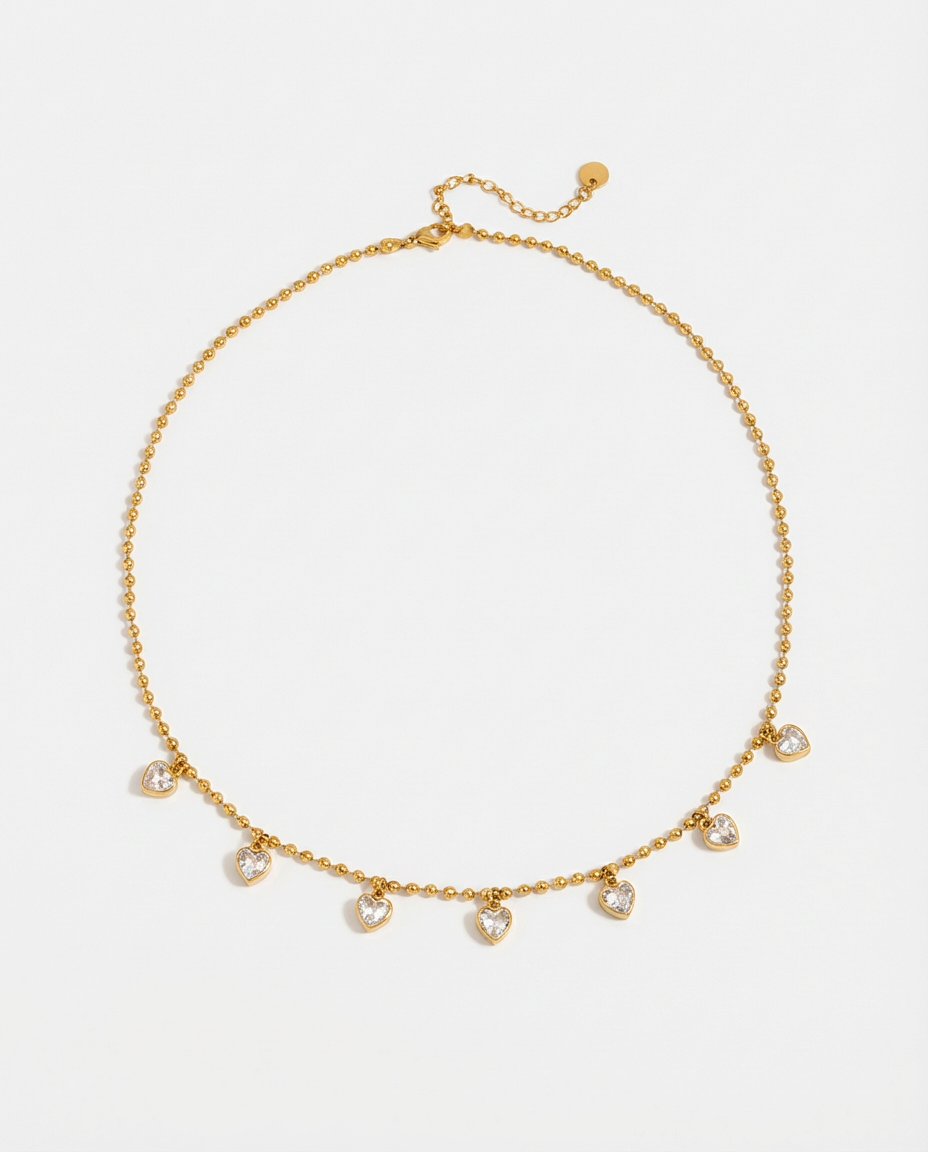 Zirkonia-Herzanhänger-Halskette