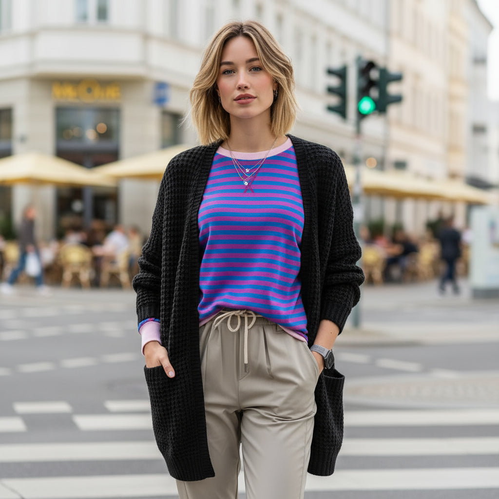 Elodie | Gestreifter Damenpullover mit lockerem Komfortschnitt