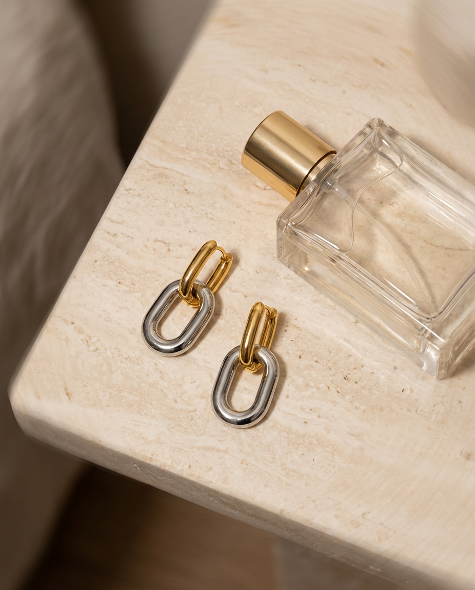 Stella Two Tone Double Hoop Earrings