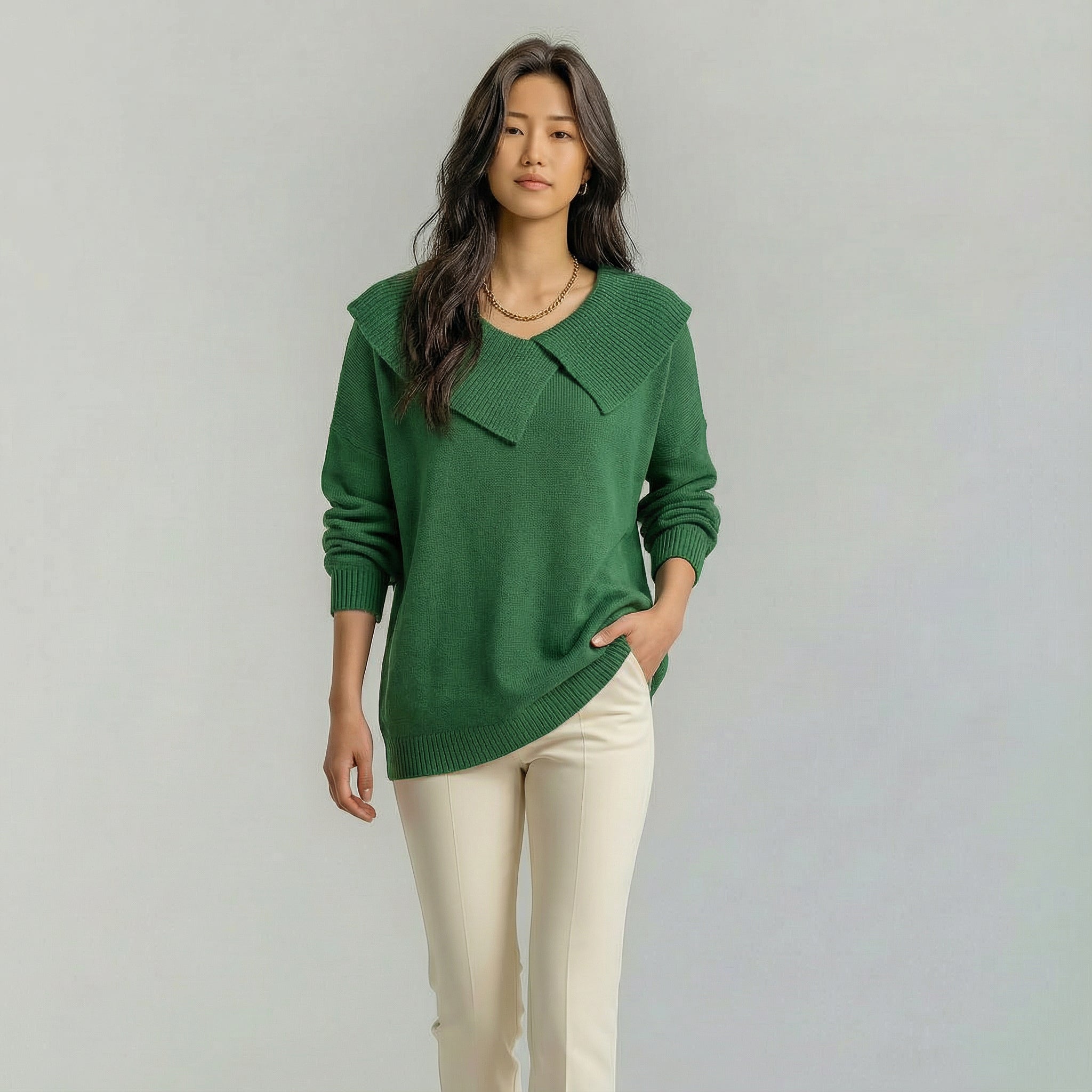 Hanna | Warm knit sweater with a soft collar 