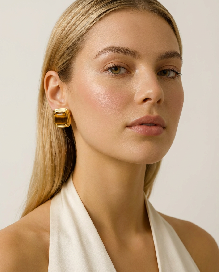 Tiger’s Eye Gold Studs