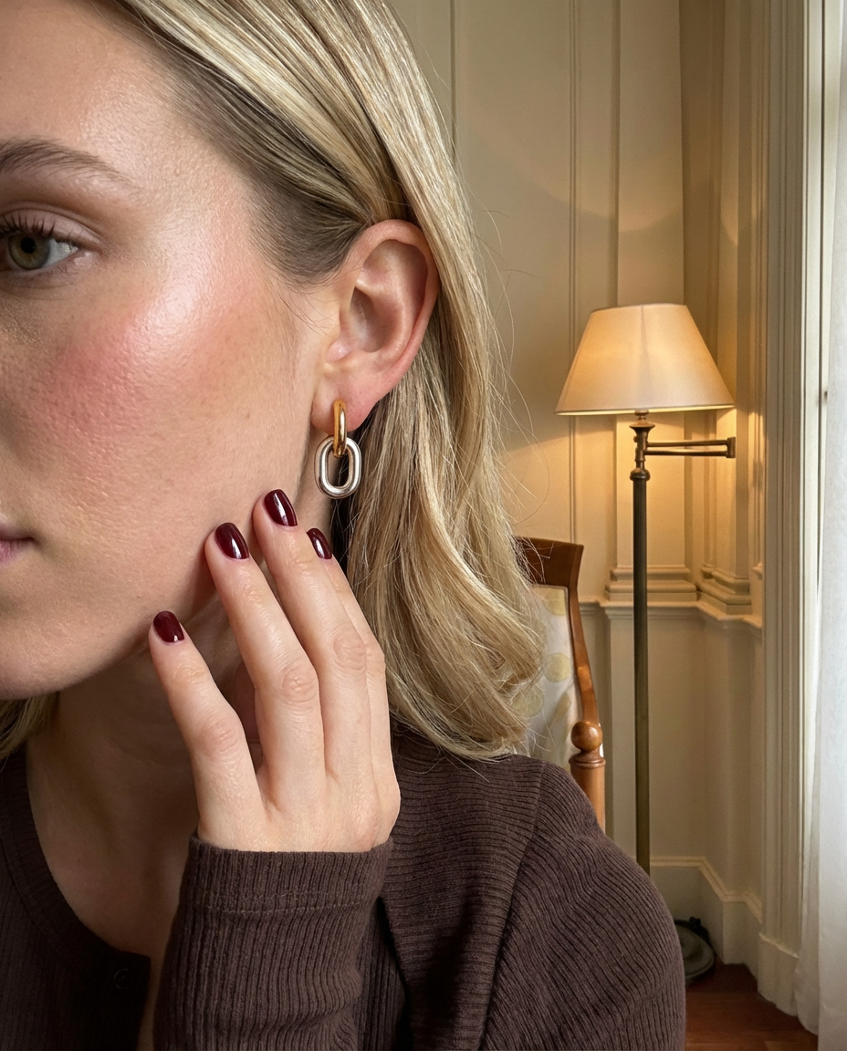 Stella Two Tone Double Hoop Earrings