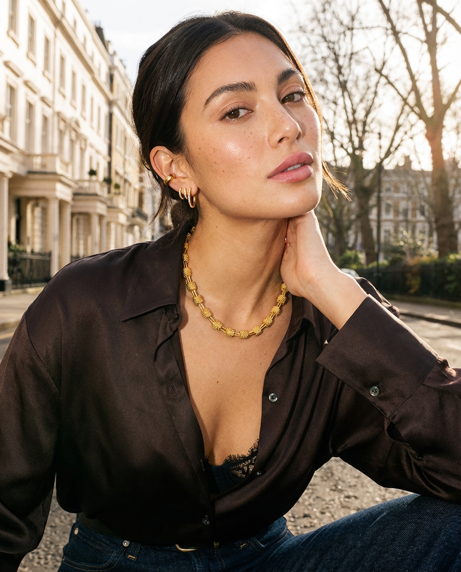 Halskette mit strukturierter Würfelkette