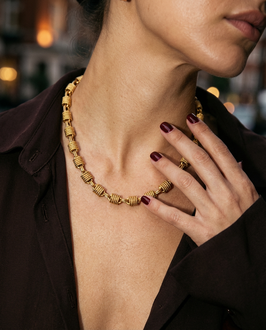 Halskette mit strukturierter Würfelkette